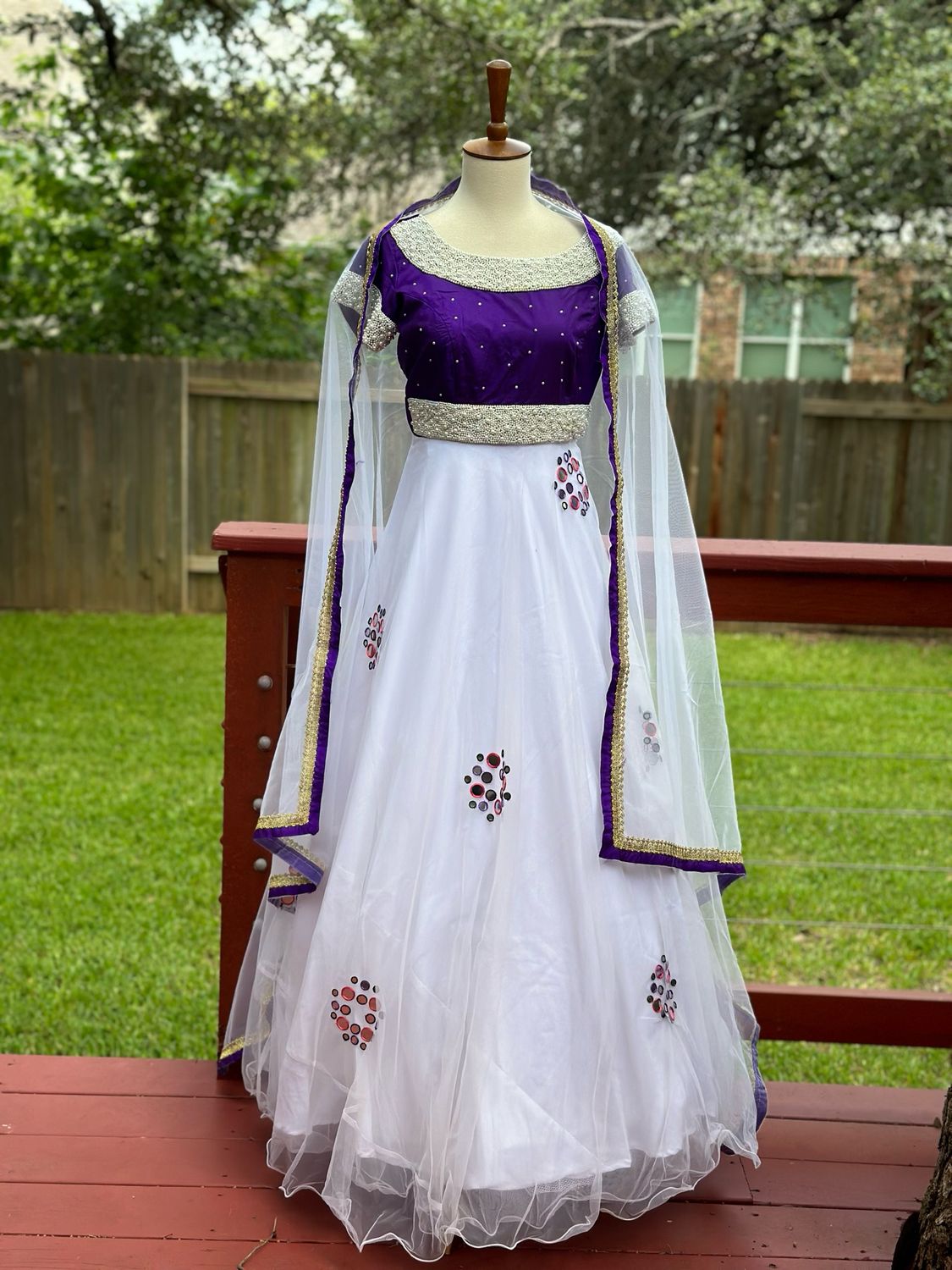 Designer Dress - White Dress - Mirror Work Dress