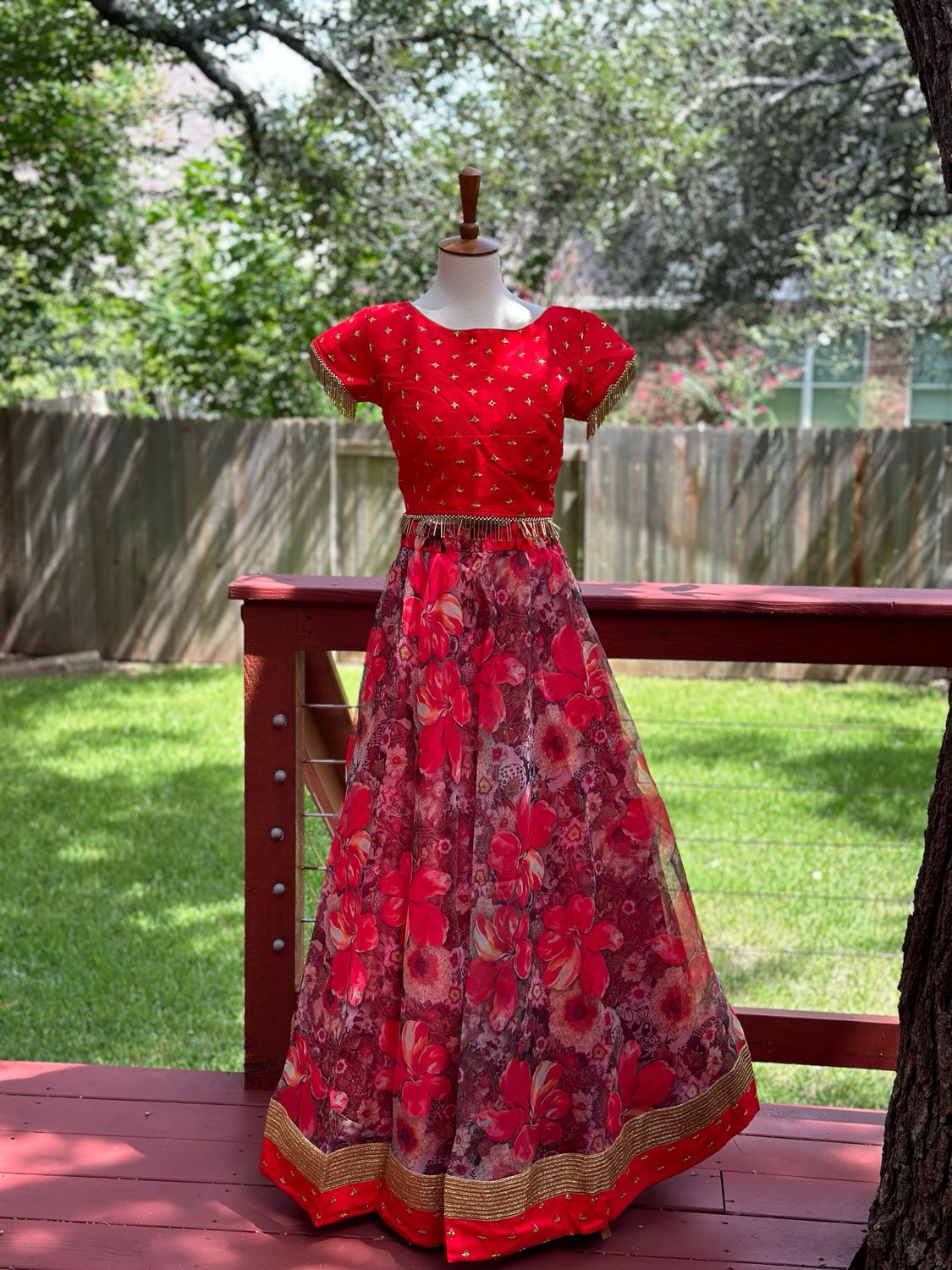 Organza Floral Croptop - Red