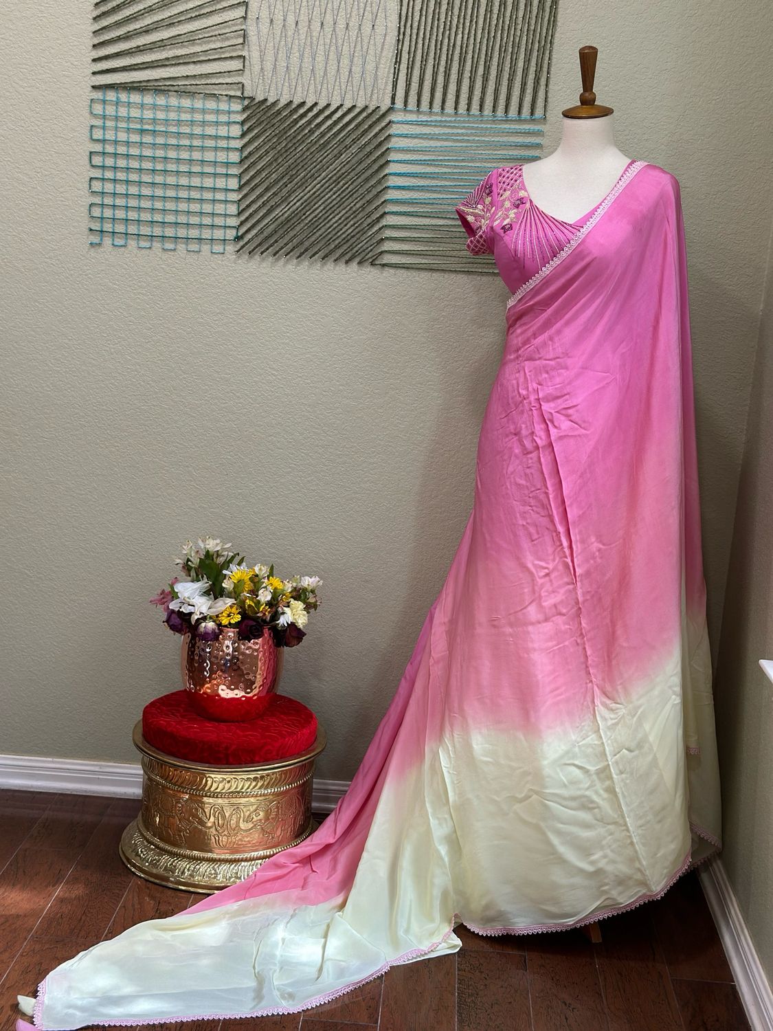 Bandhini saree With Multi Colored Work