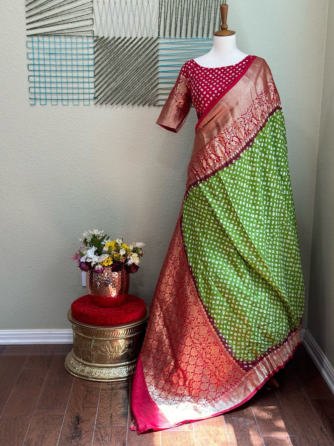 Bandhini saree With stitched blouse