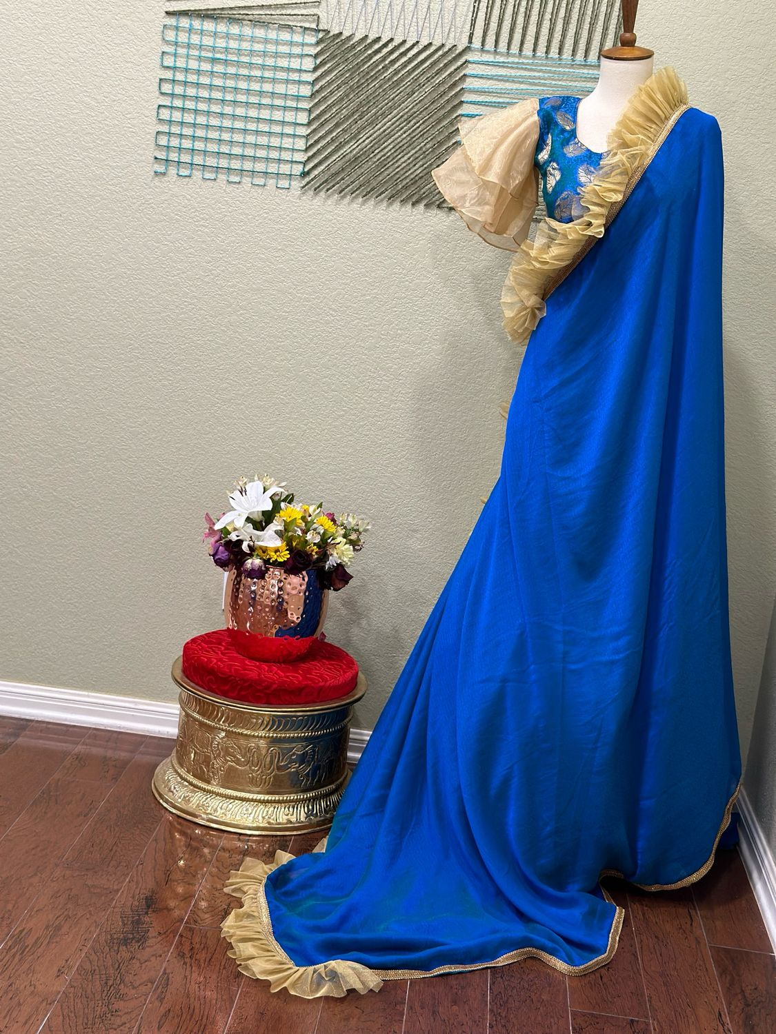 Designer saree with stitched blouse
