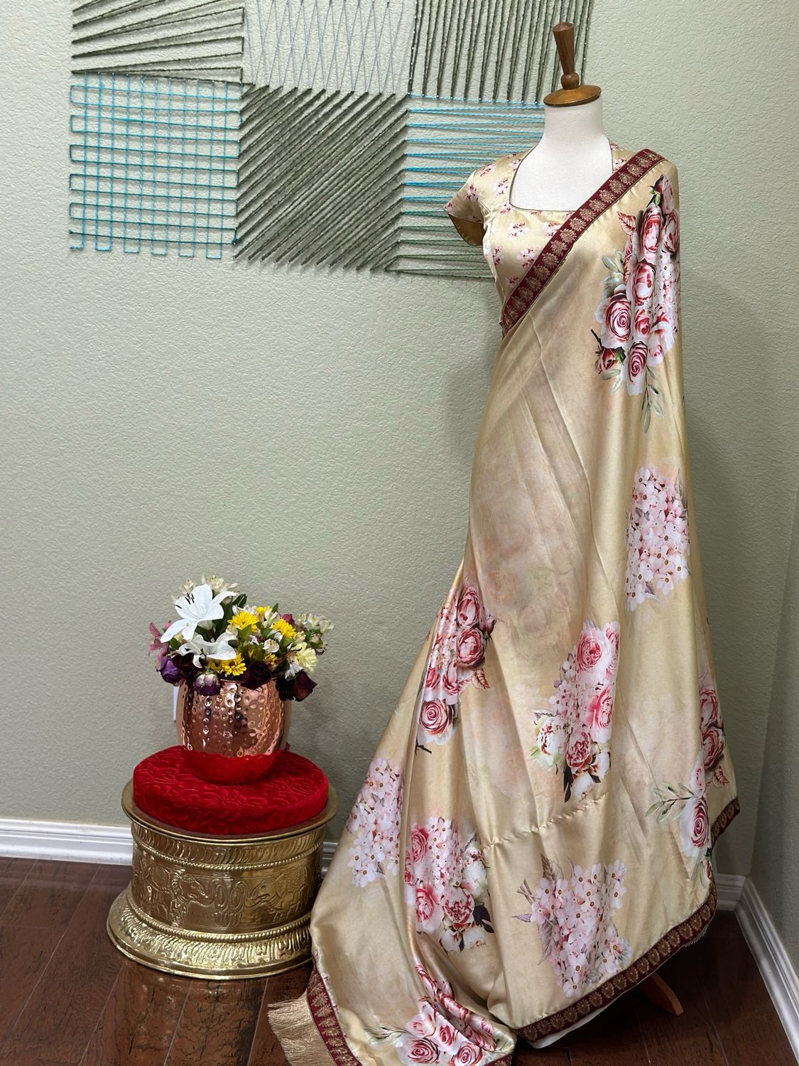 Designer saree with stitched blouse