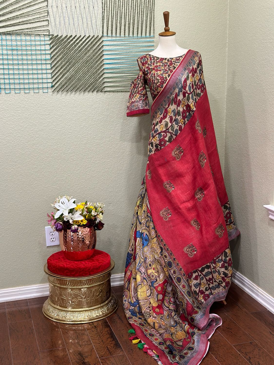 Designer saree with stitched blouse
