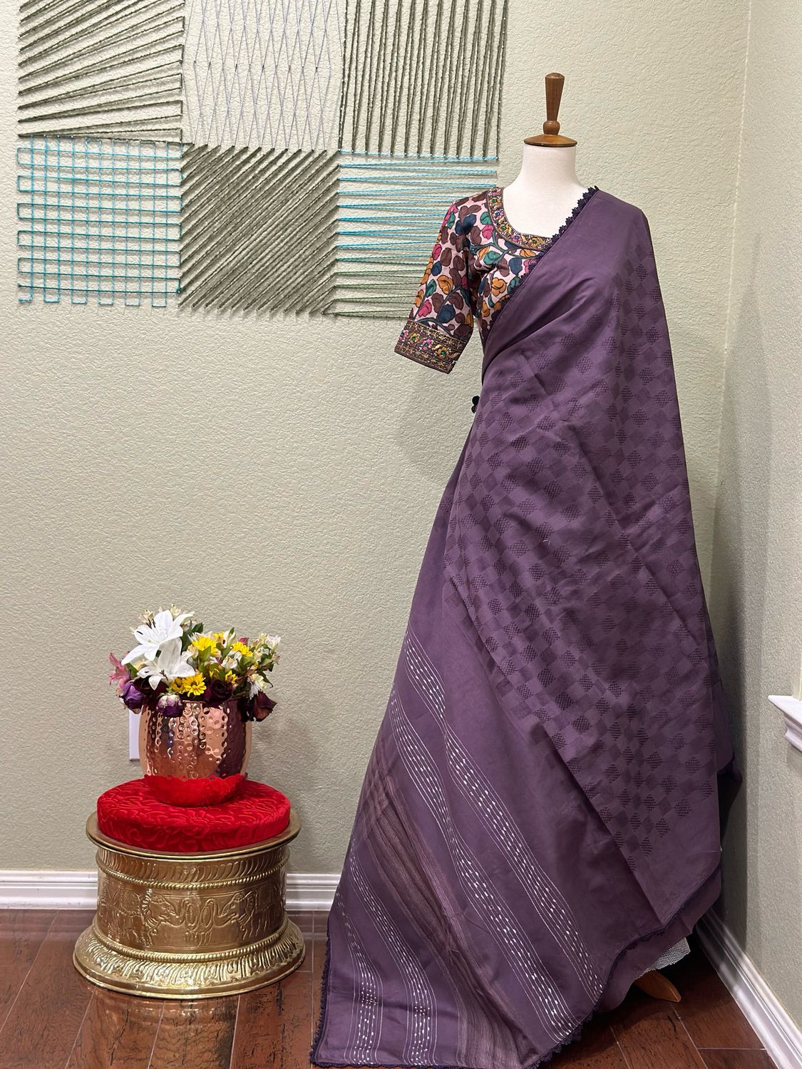 Designer saree with stitched blouse