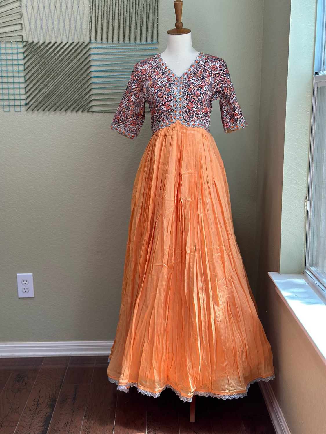 Peach patola dress