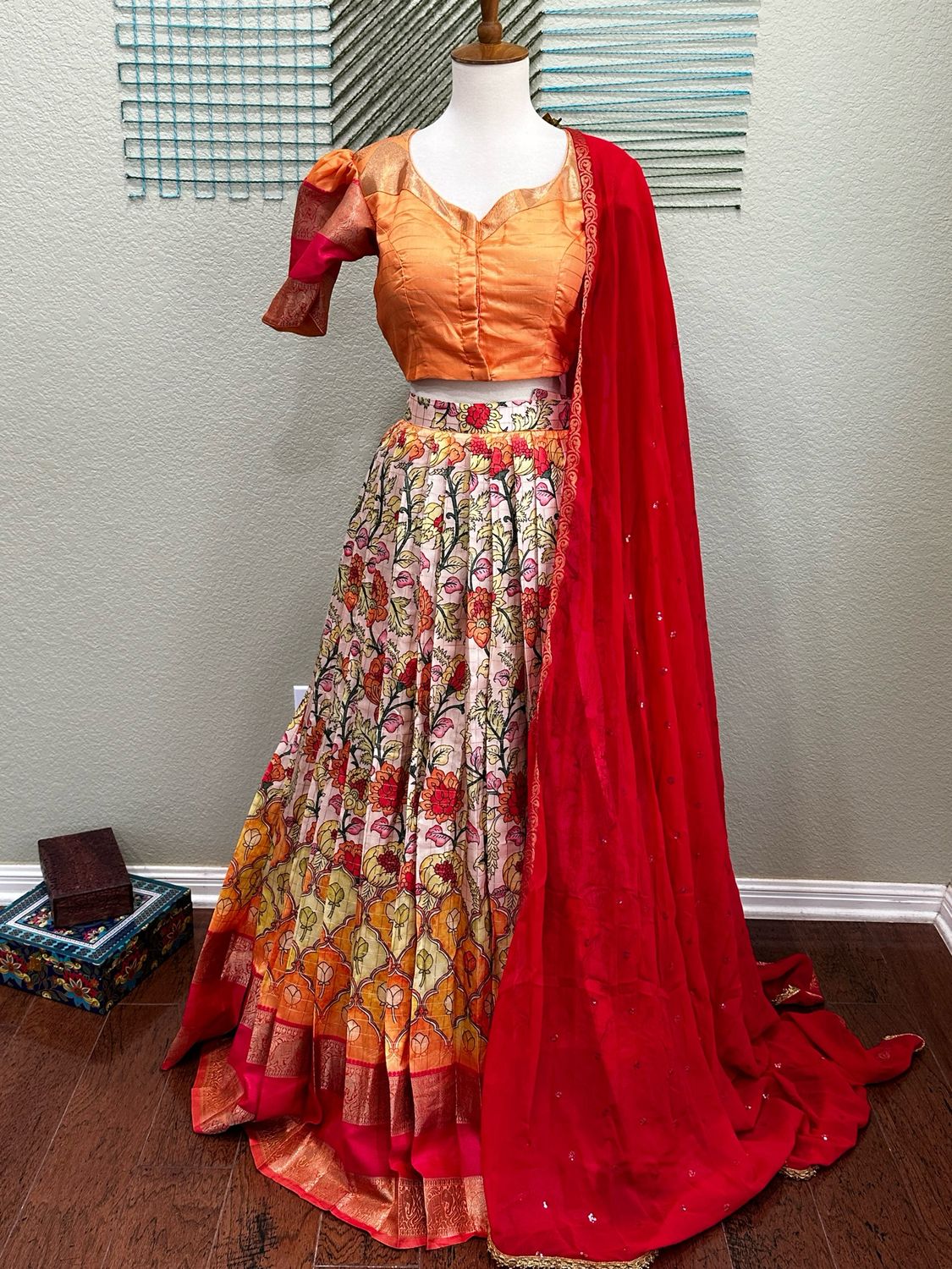 Offwhite Kalamkari lehenga