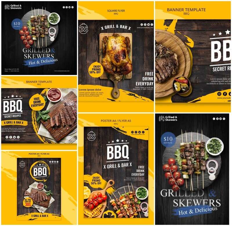Compra ahora mega pack de Plantilla de diseño de portadas de comidas para restaurantes 100 editable en ilustrator