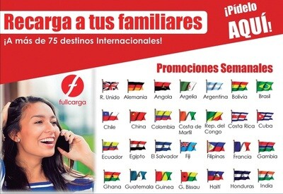 Full Carga nacional e internacional a todos tus familiares y a todos tus servicios.