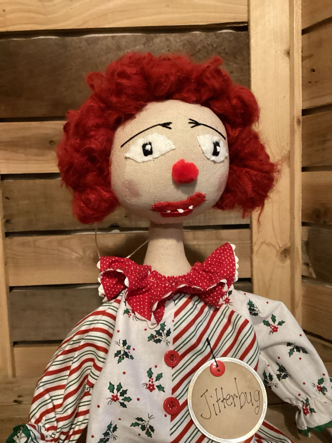 Christmas Clown Doll ~ OOAK ~ Jitterbug