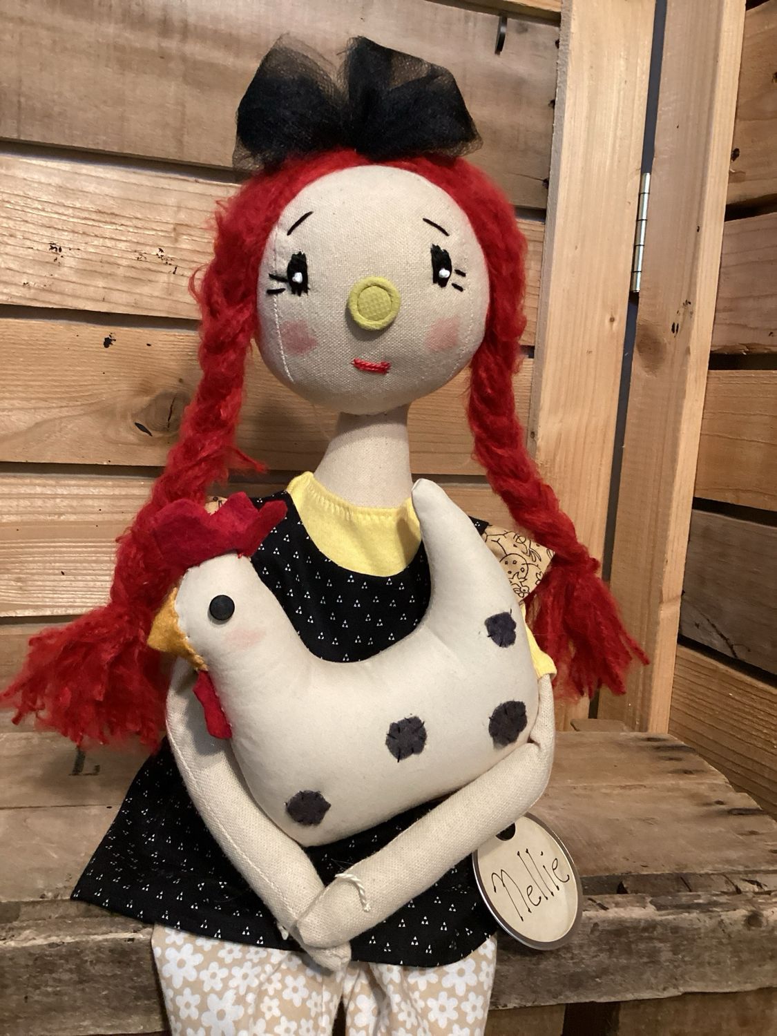 Chicken Inspired Doll ~ OOAK ~ With Her Chicken ~ Nellie