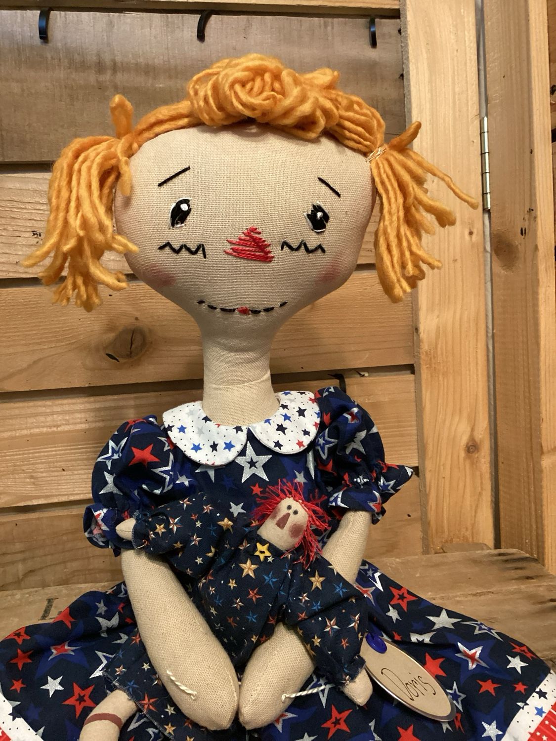 Americana Raggedy Doll ~ With Her Raggedy Dolly ~ OOAK ~ Doris