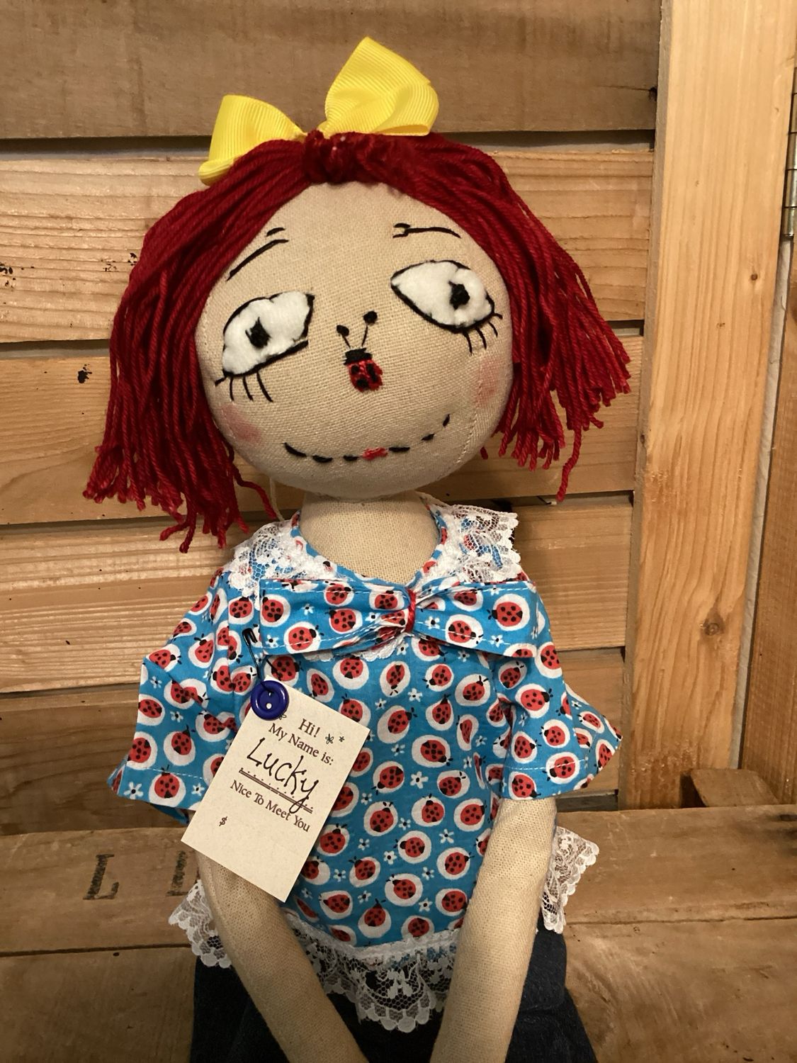 Just Listed ! Lady Bug Inspired Doll ~ OOAK ~ Lucky