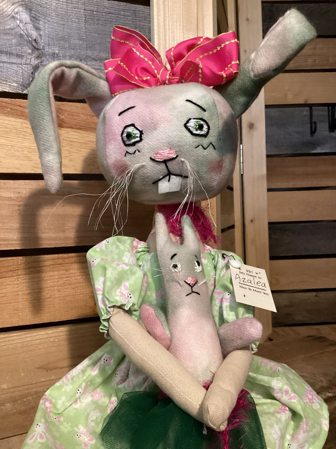 Bunny Doll ~ Hand Dyed Wool ~ OOAK ~ Azalea