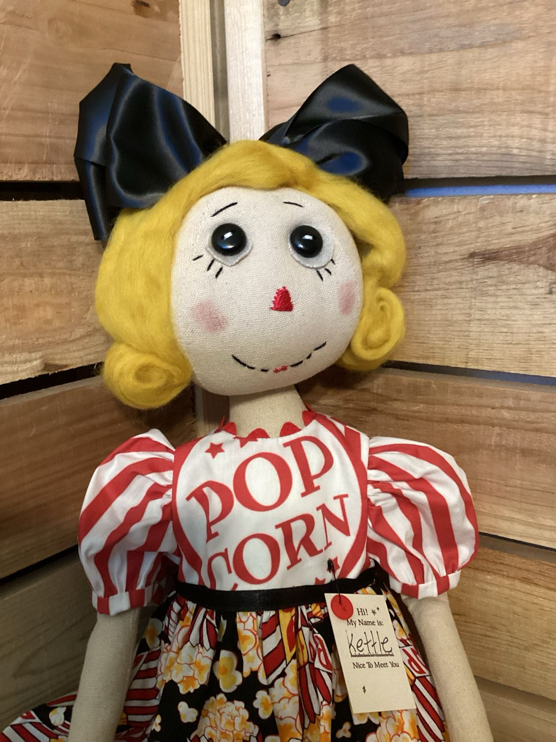 Raggedy Popcorn Inspired doll ~ OOAK ~ Kettle