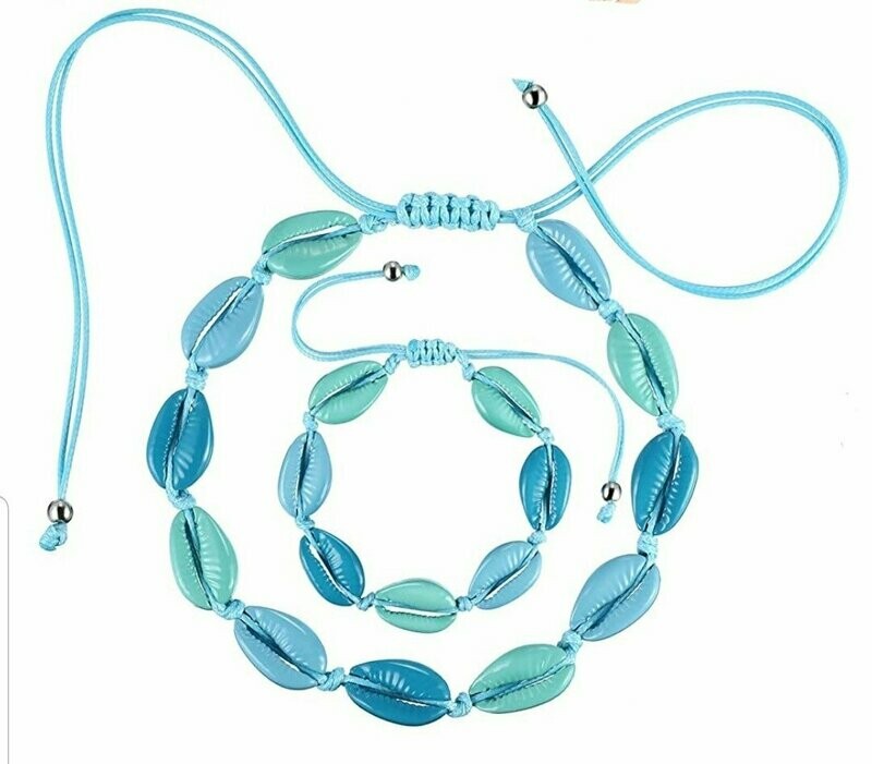 Parure cauri coloré