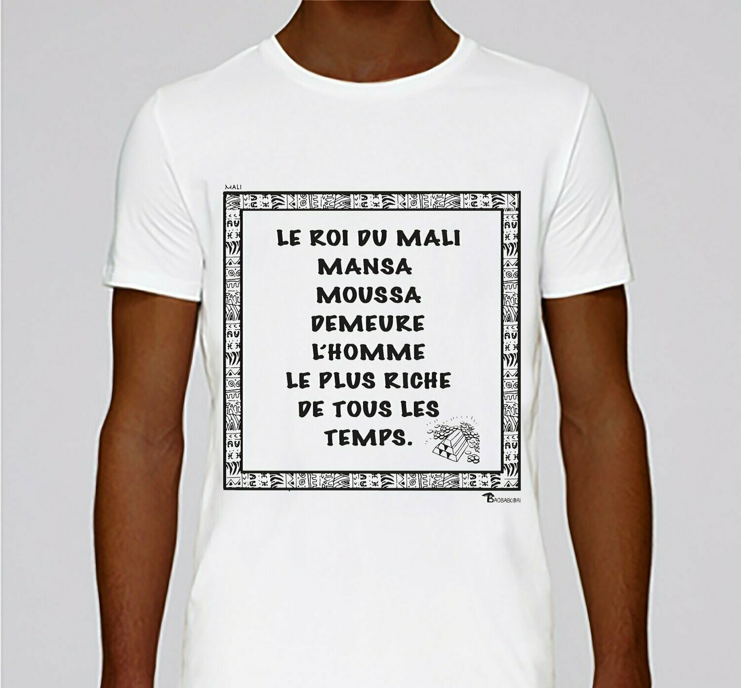 TEE-SHIRT ECONOMIE MALI MANSA MOUSSA, COULEUR: BLANC, TAILLE: XXL