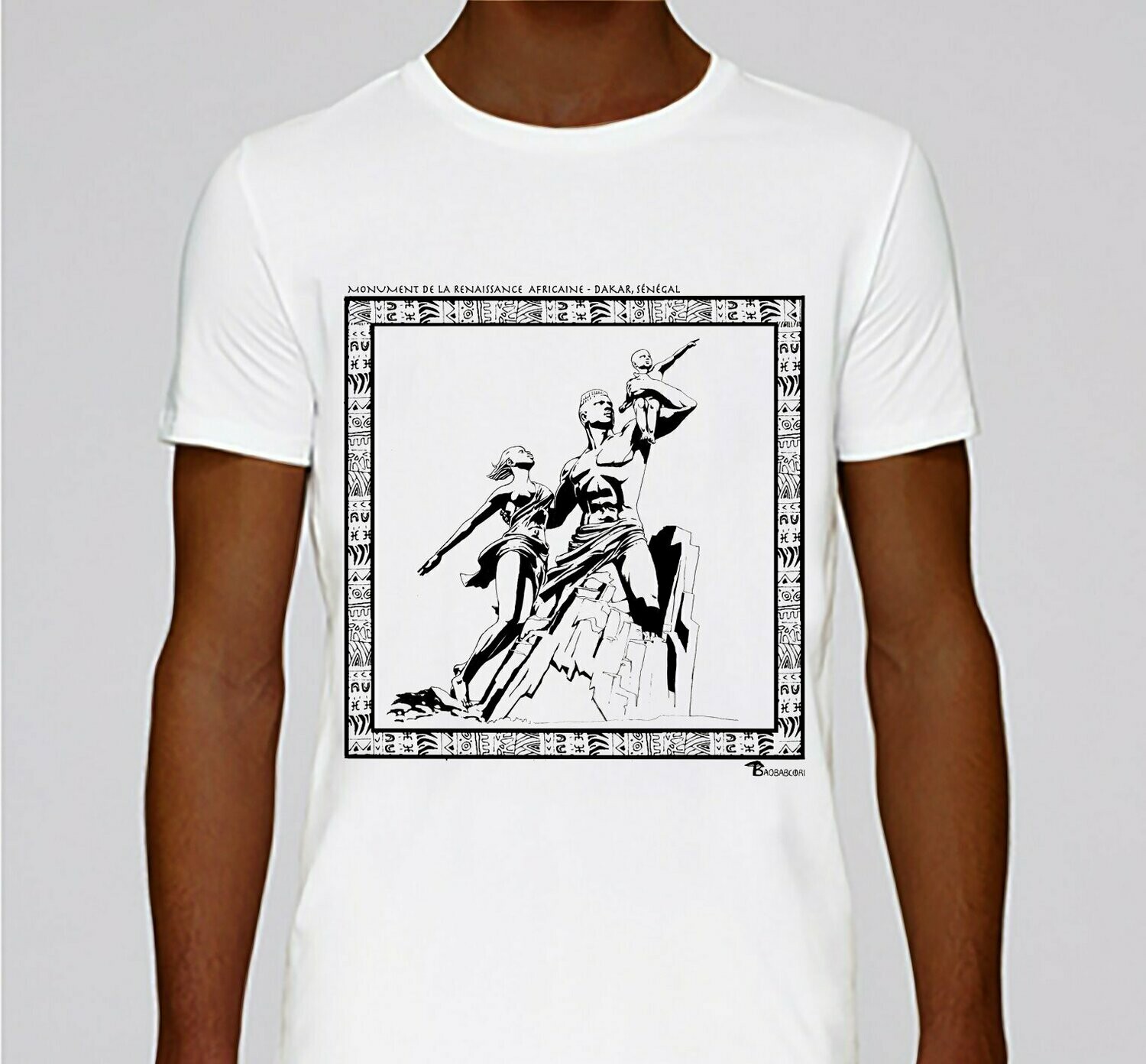 TEE-SHIRT MONUMENT DE LA RENAISSANCE AFRICAINE DAKAR, COULEUR: BLANC, TAILLE: XXL
