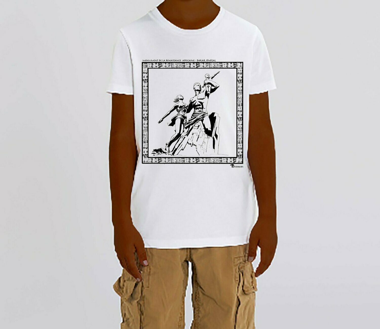 TEE-SHIRT  MONUMENT DE LA RENAISSANCE AFRICAINE DAKAR, COULEUR: BLANC, TAILLE: 3-4 ans