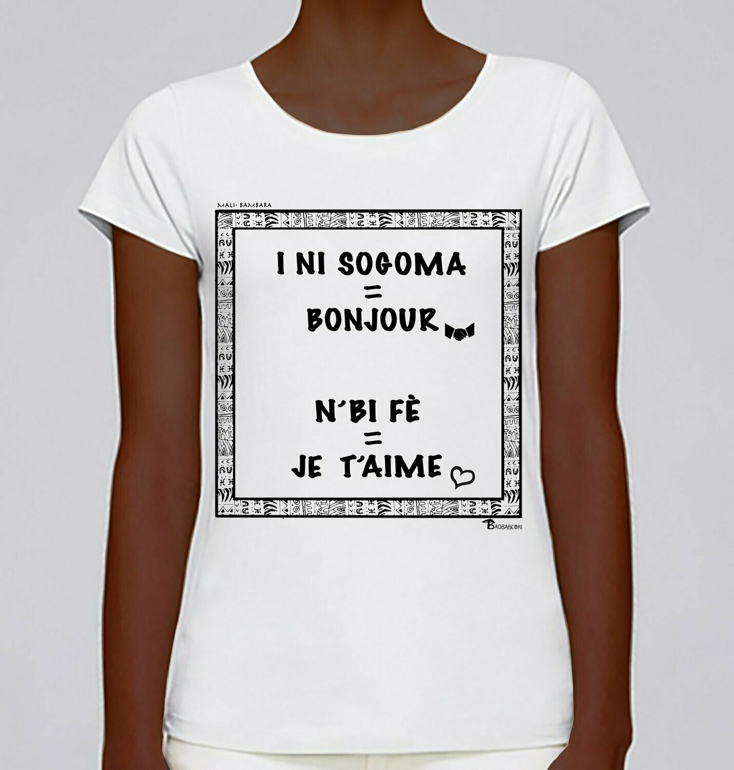 TEE-SHIRT LANGUE BAMBARA, COULEUR: BLANC, TAILLE: XXL