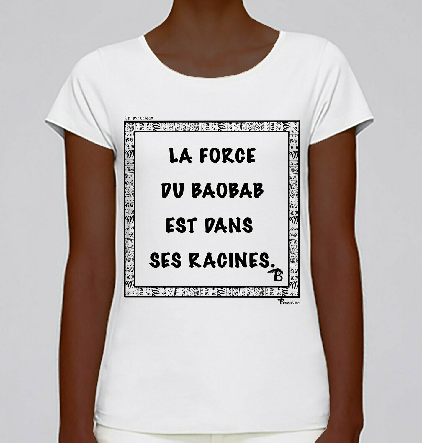 TEE SHIRT PROVERBE ET CITATION CONGO BAOBAB, COULEUR: BLANC, TAILLE: XXL