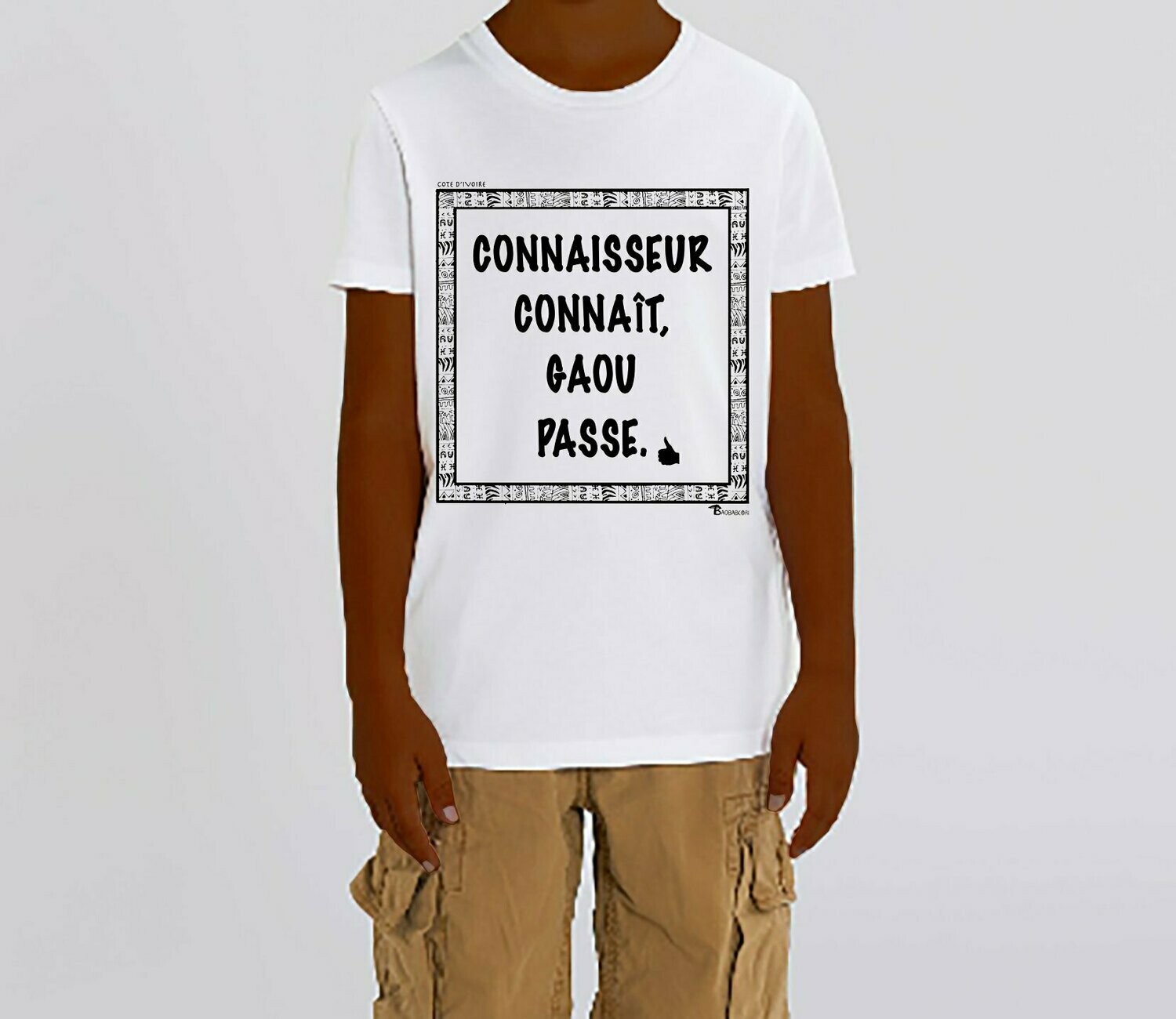 TEE-SHIRT EXPRESSION GAOU CÔTE D'IVOIRE, COULEUR: BLANC, TAILLE: 3-4 ans