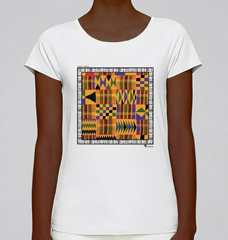 TEE-SHIRT  TEXTILE KENTE GHANA, COULEUR: BLANC, TAILLE: XXL