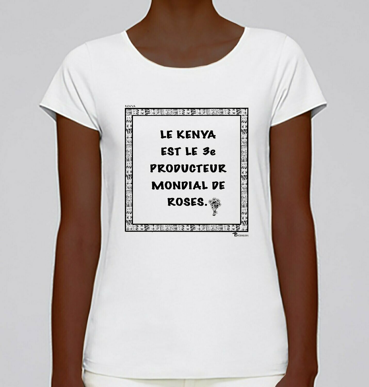 TEE-SHIRT ECONOMIE KENYA ROSES, COULEUR: BLANC, TAILLE: XXL