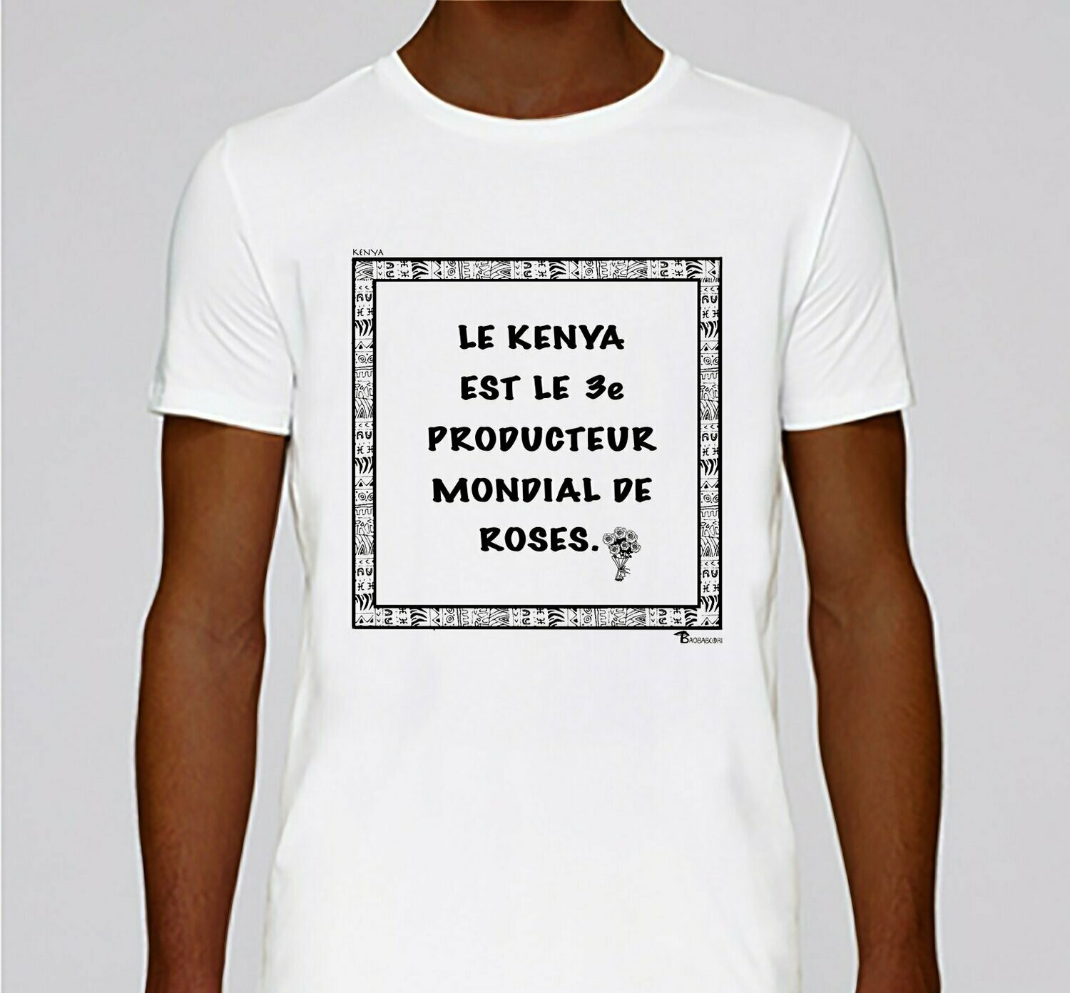 TEE-SHIRT ECONOMIE KENYA ROSES, COULEUR: BLANC, TAILLE: XXL