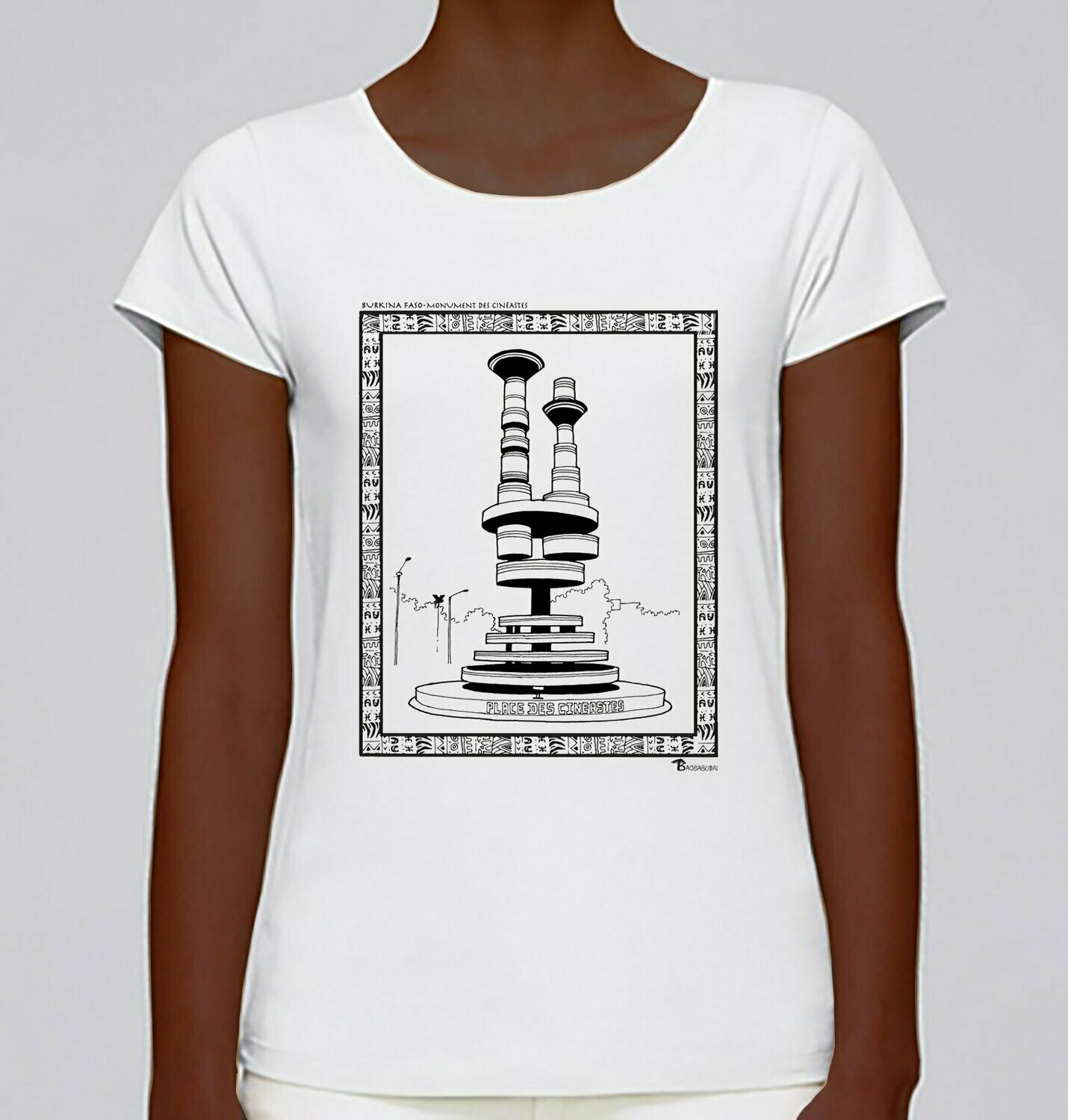 TEE-SHIRT MONUMENT DES CINEASTES AFRICAINS OUAGADOUGOU, COULEUR: BLANC, TAILLE: XXL