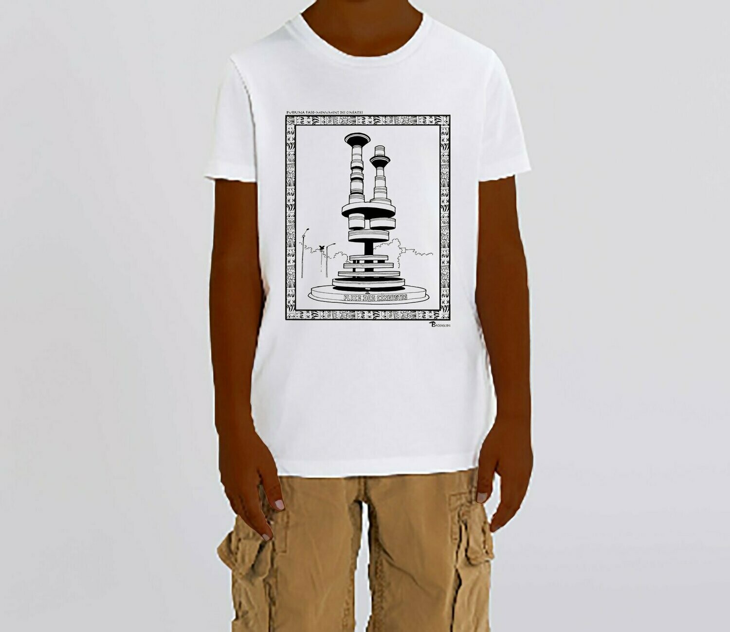 TEE-SHIRT  MONUMENT DES CINEASTES AFRICAINS, COULEUR: BLANC, TAILLE: 3-4 ans