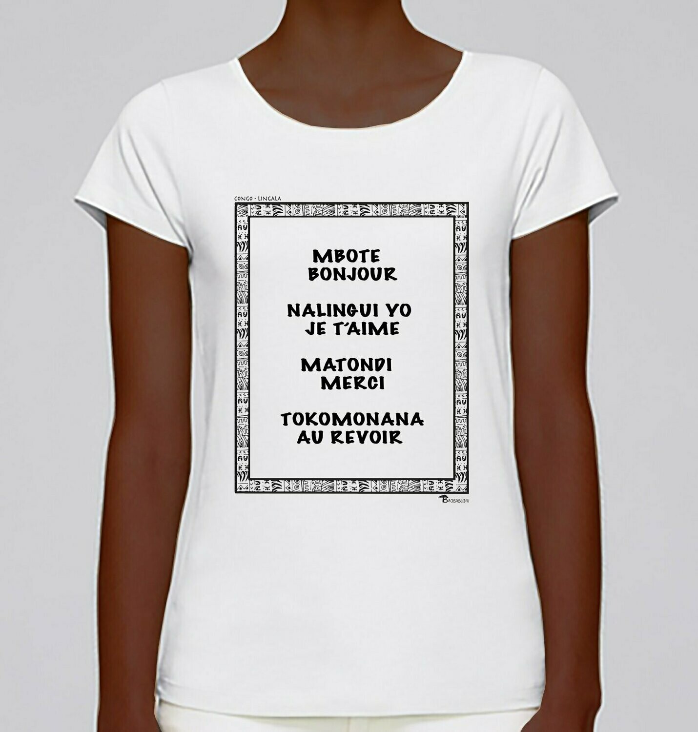 TEE-SHIRT LANGUE LINGUALA, COULEUR: BLANC, TAILLE: XXL