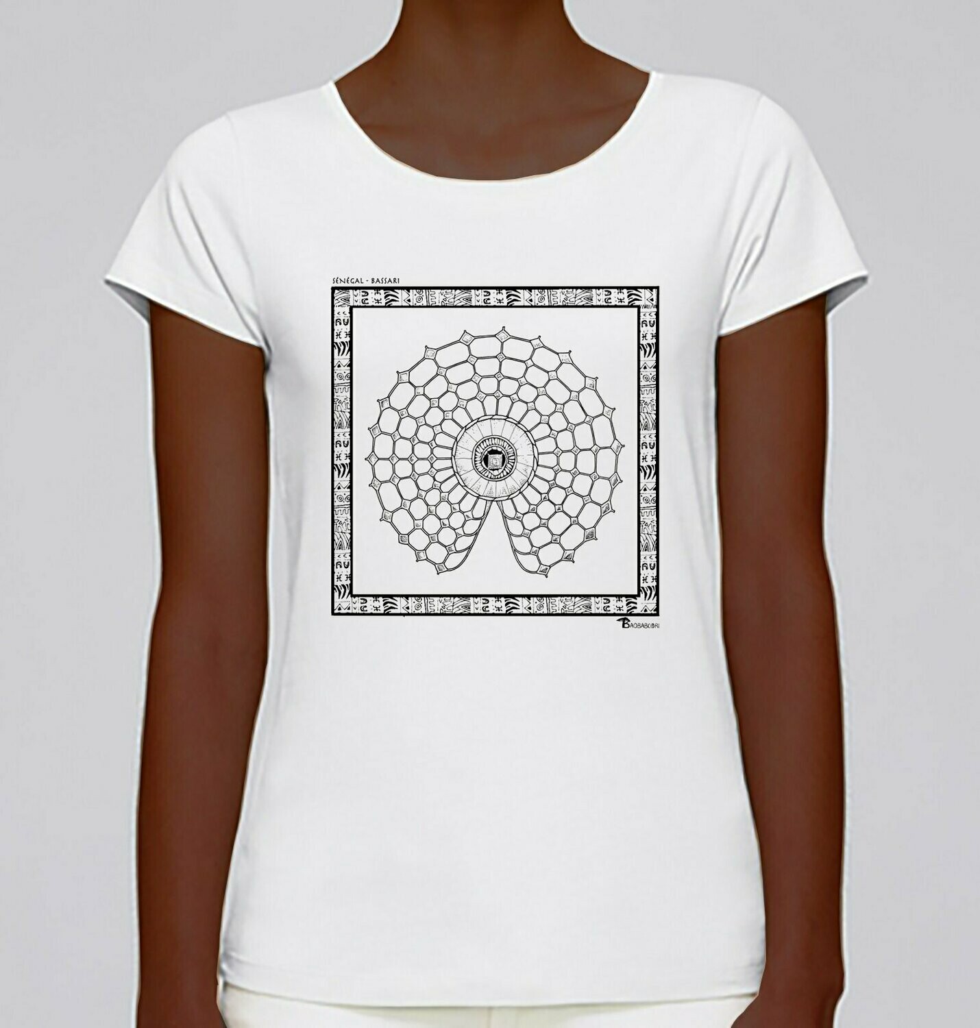 TEE-SHIRT MASQUE BASSARI SENEGAL, COULEUR: BLANC, TAILLE: XXL