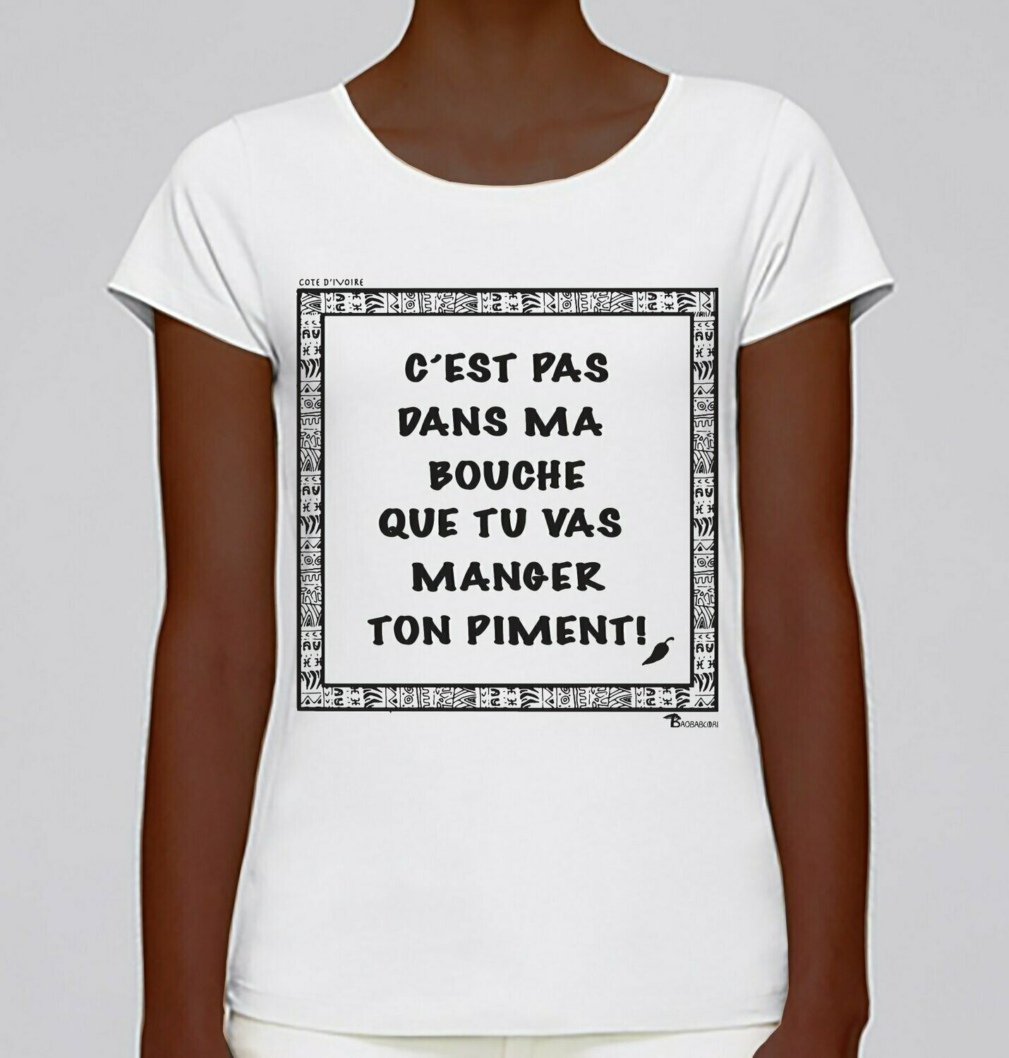 TEE-SHIRT EXPRESSION PIMENT CÔTE D'IVOIRE, COULEUR: BLANC, TAILLE: XXL
