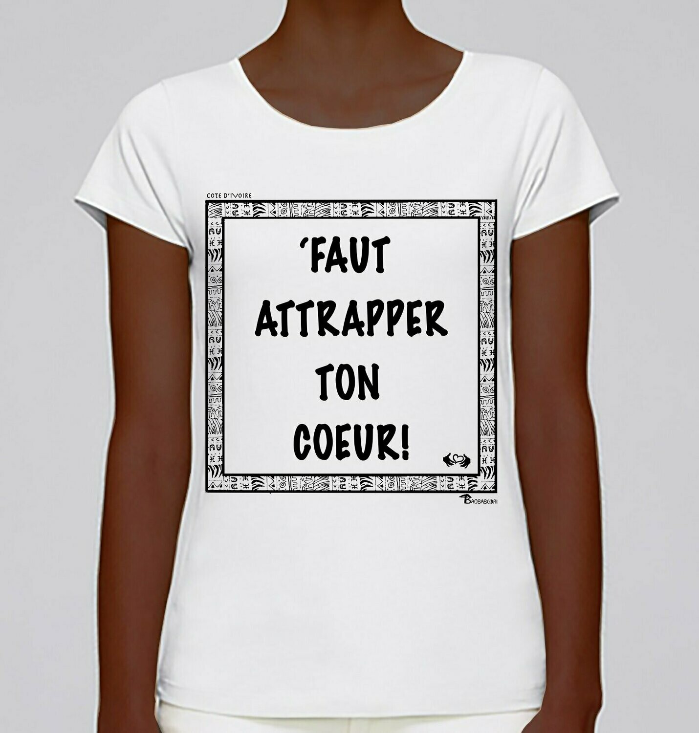TEE-SHIRT  EXPRESSION COEUR CÔTE D'IVOIRE, COULEUR: BLANC, TAILLE: XXL