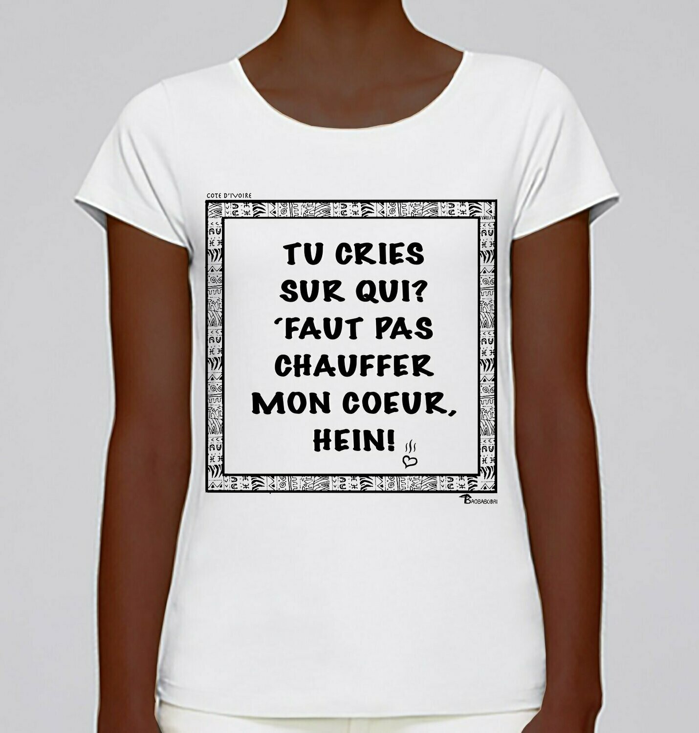 TEE-SHIRT  EXPRESSION CRI CÔTE D'IVOIRE, COULEUR: BLANC, TAILLE: XXL