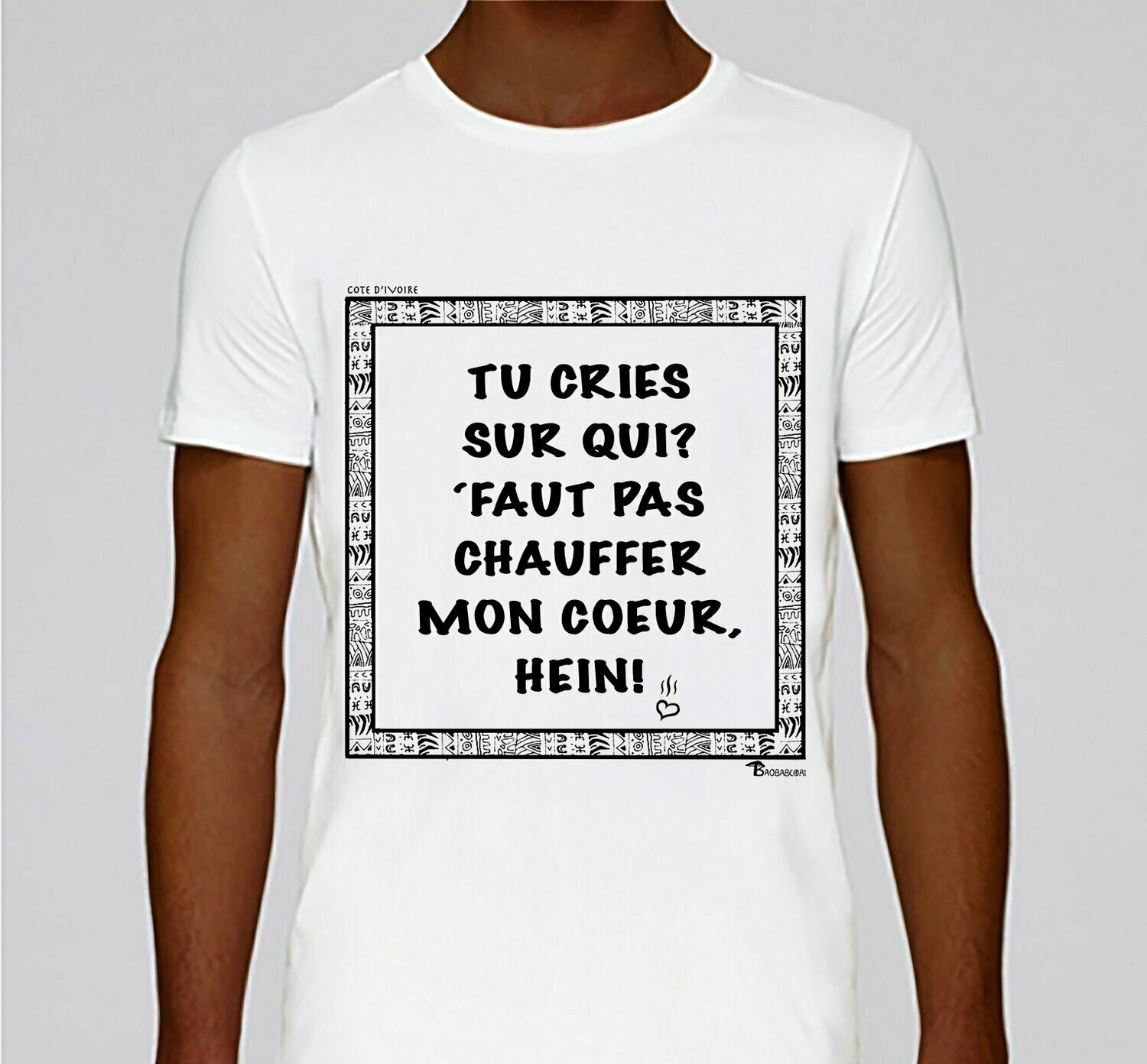 TEE-SHIRT EXPRESSION CRI CÔTE D'IVOIRE, COULEUR: BLANC, TAILLE: XXL