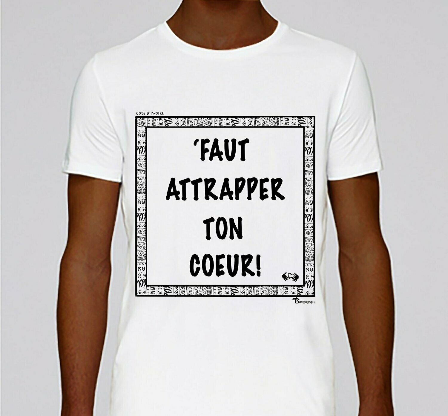 TEE-SHIRT EXPRESSION COEUR CÔTE D'IVOIRE, COULEUR: BLANC, TAILLE: XXL