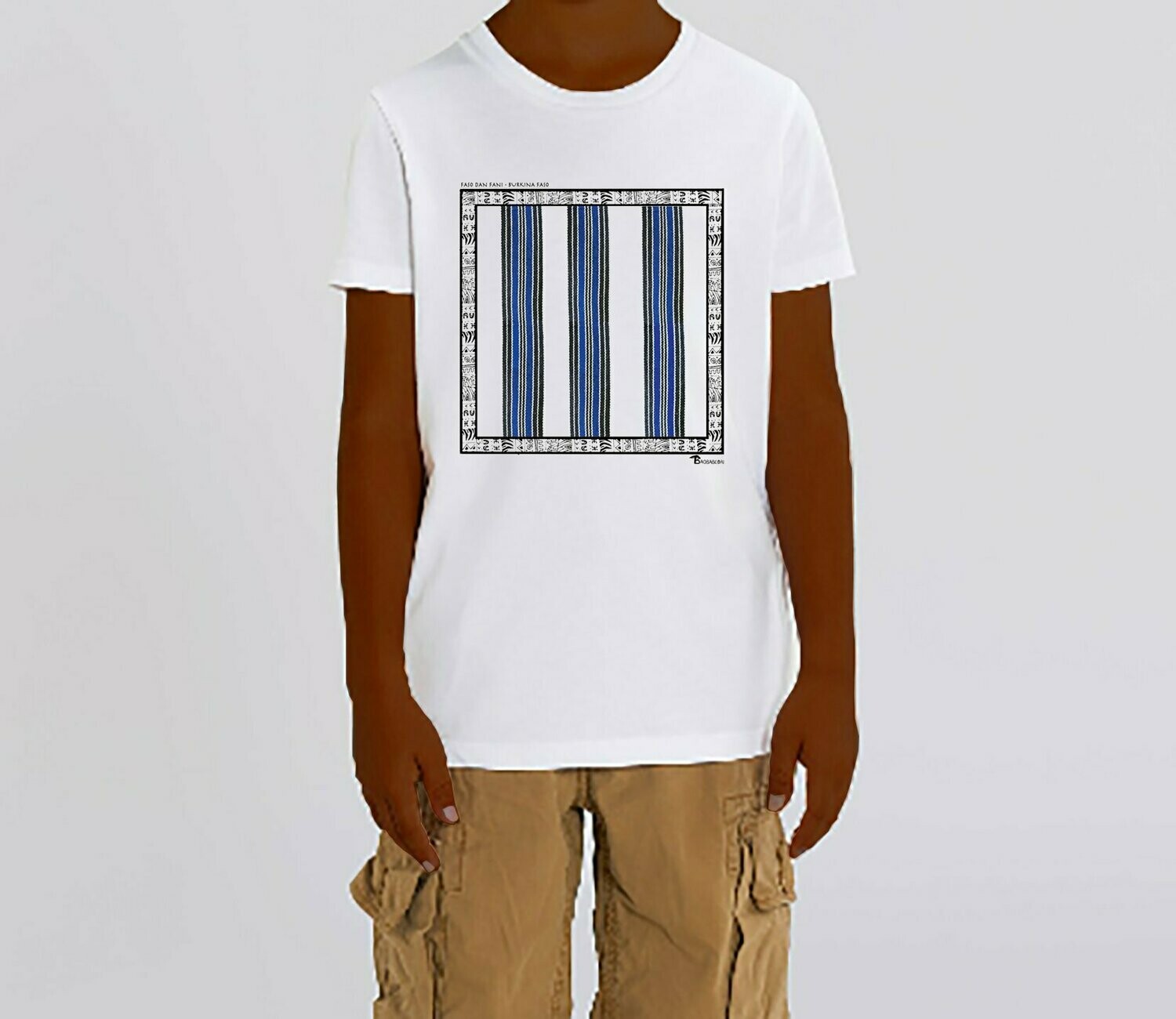 TEE-SHIRT TEXTILE FASO DAN FANI BURKINA FASO, COULEUR: BLANC, TAILLE: 3-4 ans
