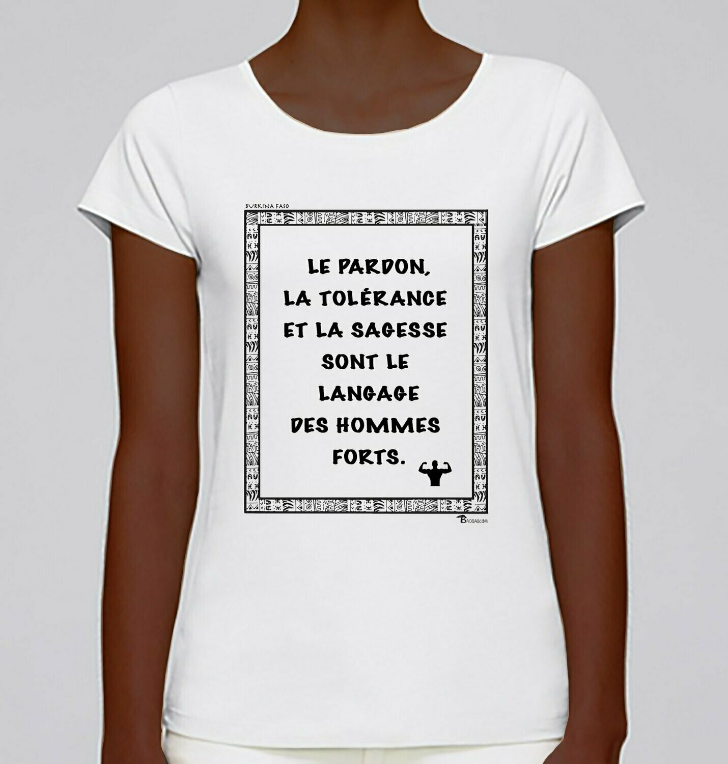 TEE SHIRT PROVERBE ET CITATION BURKINA FASO HOMMES FORTS, COULEUR: BLANC, TAILLE: XXL