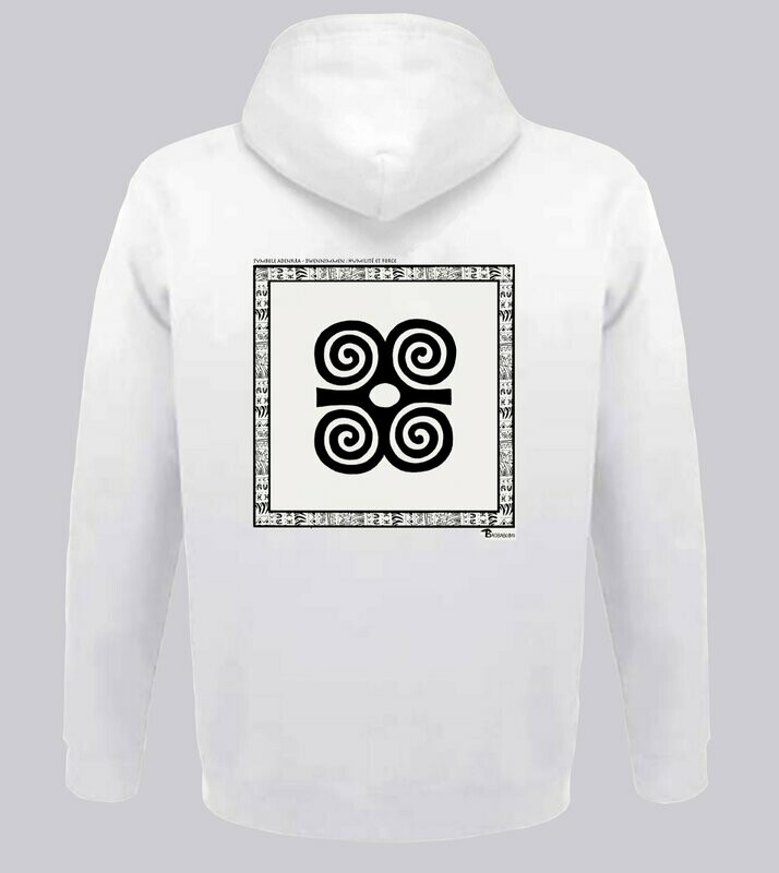 SWEAT A CAPUCHE SYMBOLE ADINKRA "DWENNIMMEN" HUMILITE ET FORCE