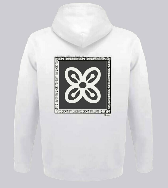 SWEAT A CAPUCHE SYMBOLE ADINKRA "BESE SAKA" ABONDANCE ET UNITE