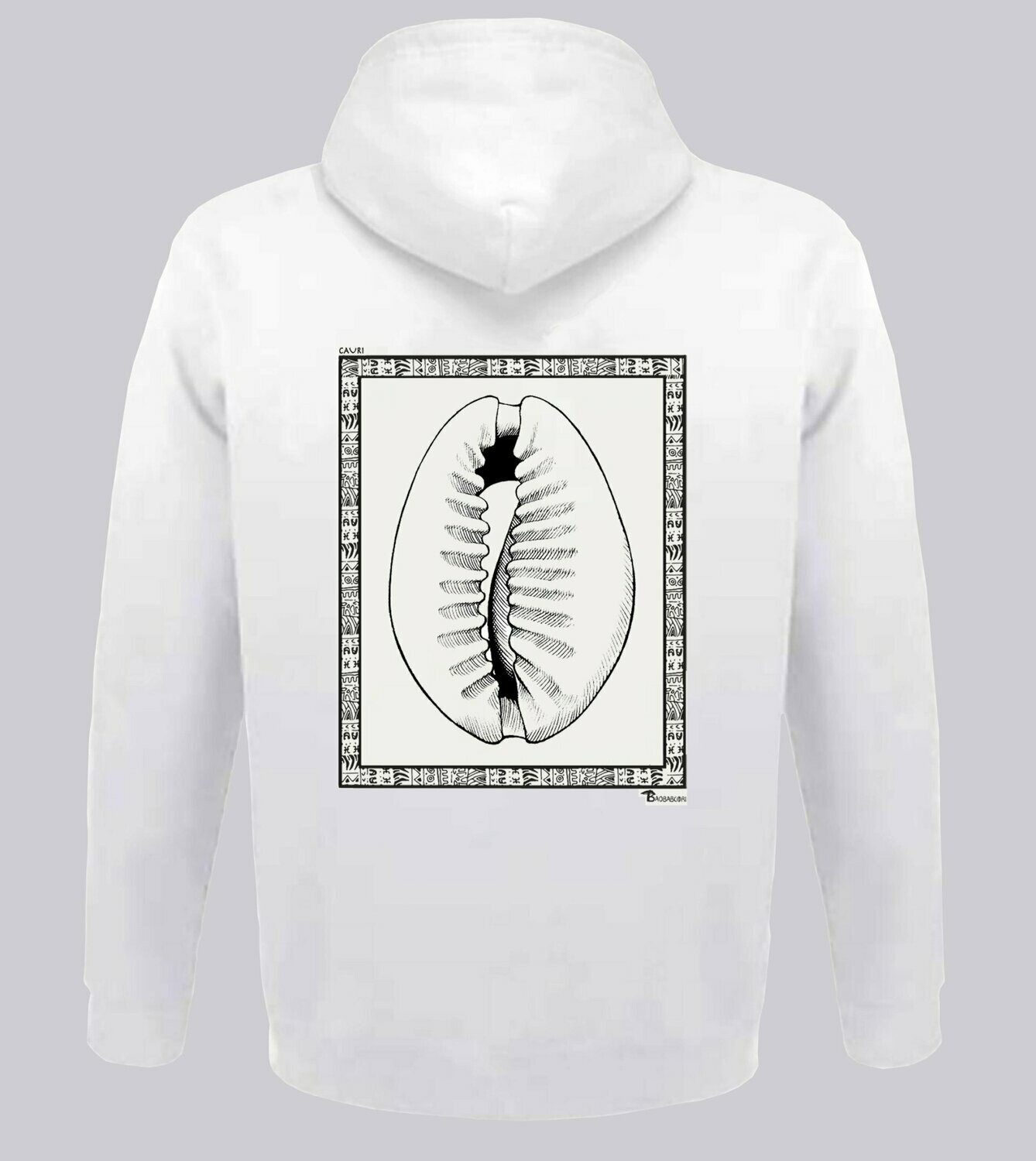 SWEAT A CAPUCHE  FAUNE CAURI, COULEUR: BLANC, FOND MOTIF: BLANC, TAILLE: XXL