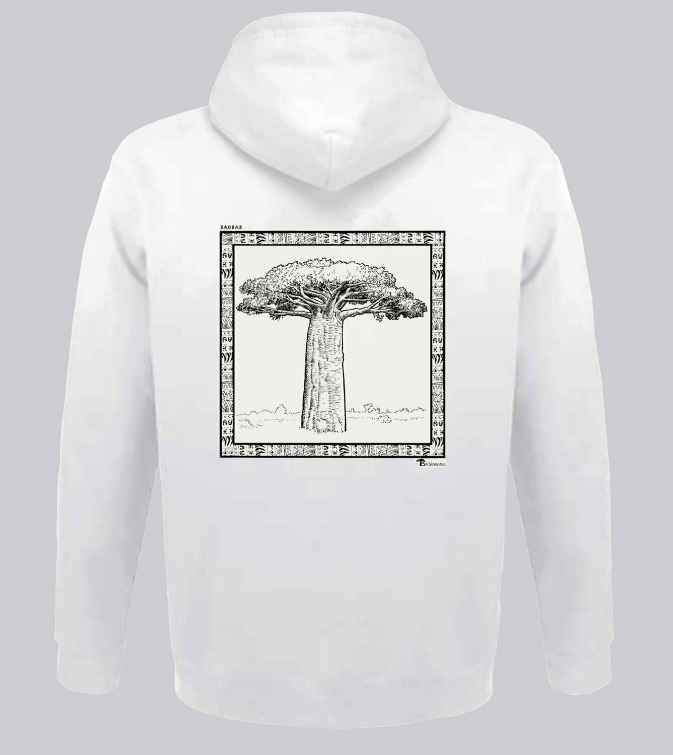 SWEAT A CAPUCHE  FLORE BAOBAB, COULEUR: BLANC, FOND MOTIF: BLANC, TAILLE: XXL