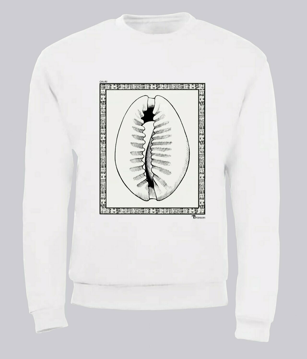 SWEAT  FAUNE CAURI, COULEUR: BLANC, FOND MOTIF: BLANC, TAILLE: XXL