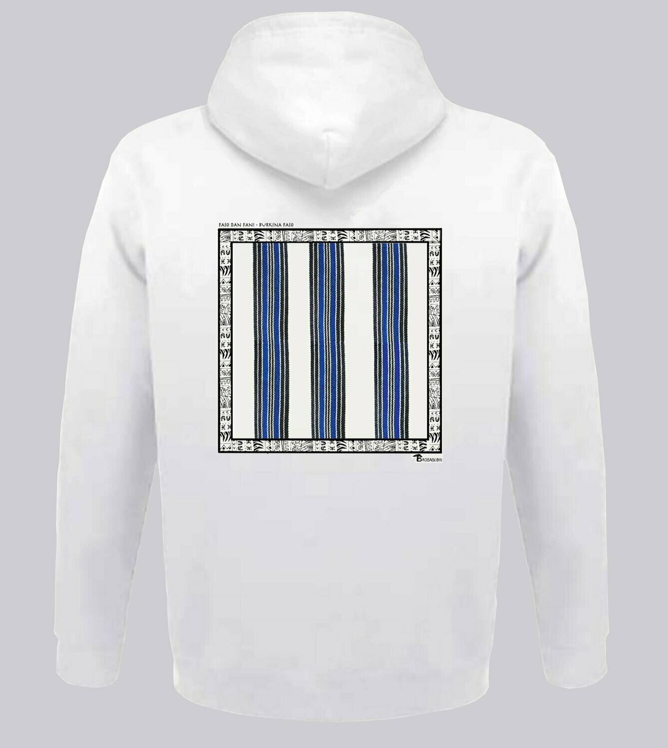 SWEAT A CAPUCHE TEXTILE FASO DAN FANI BURKINA FASO, COULEUR: BLANC, TAILLE: XXL