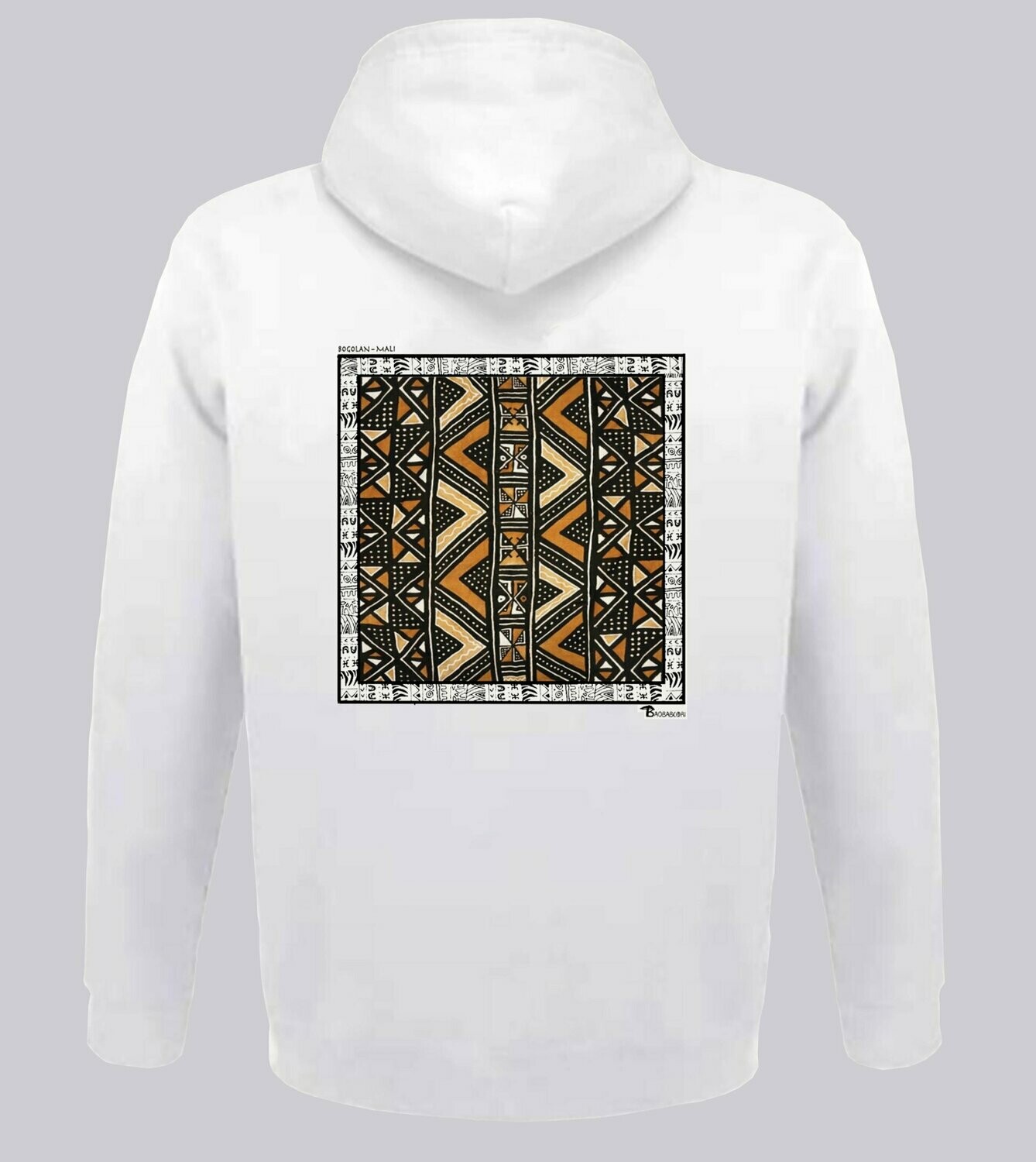 SWEAT A CAPUCHE TEXTILE BOGOLAN MALI, COULEUR: BLANC, TAILLE: XXL