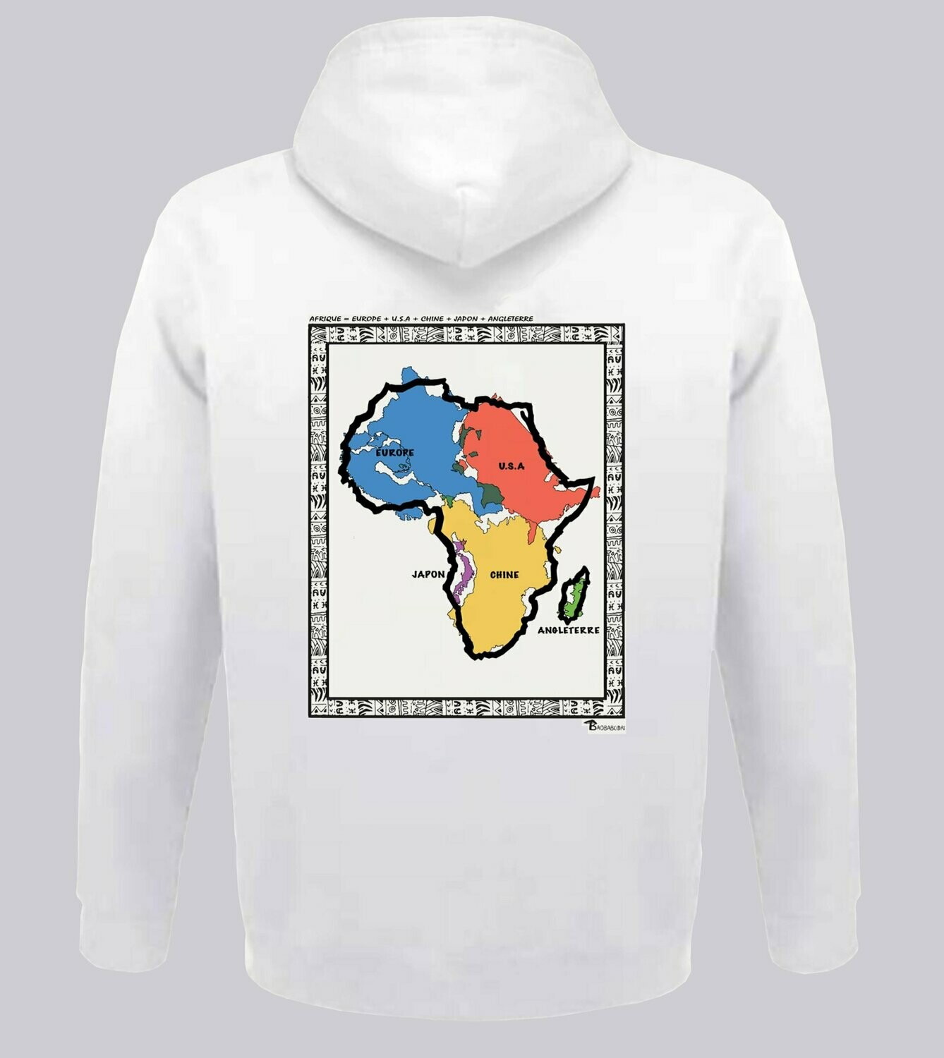 SWEAT A CAPUCHE  GRANDEUR ET PUISSANCE G1, COULEUR: BLANC, FOND MOTIF: BLANC, TAILLE: XXL