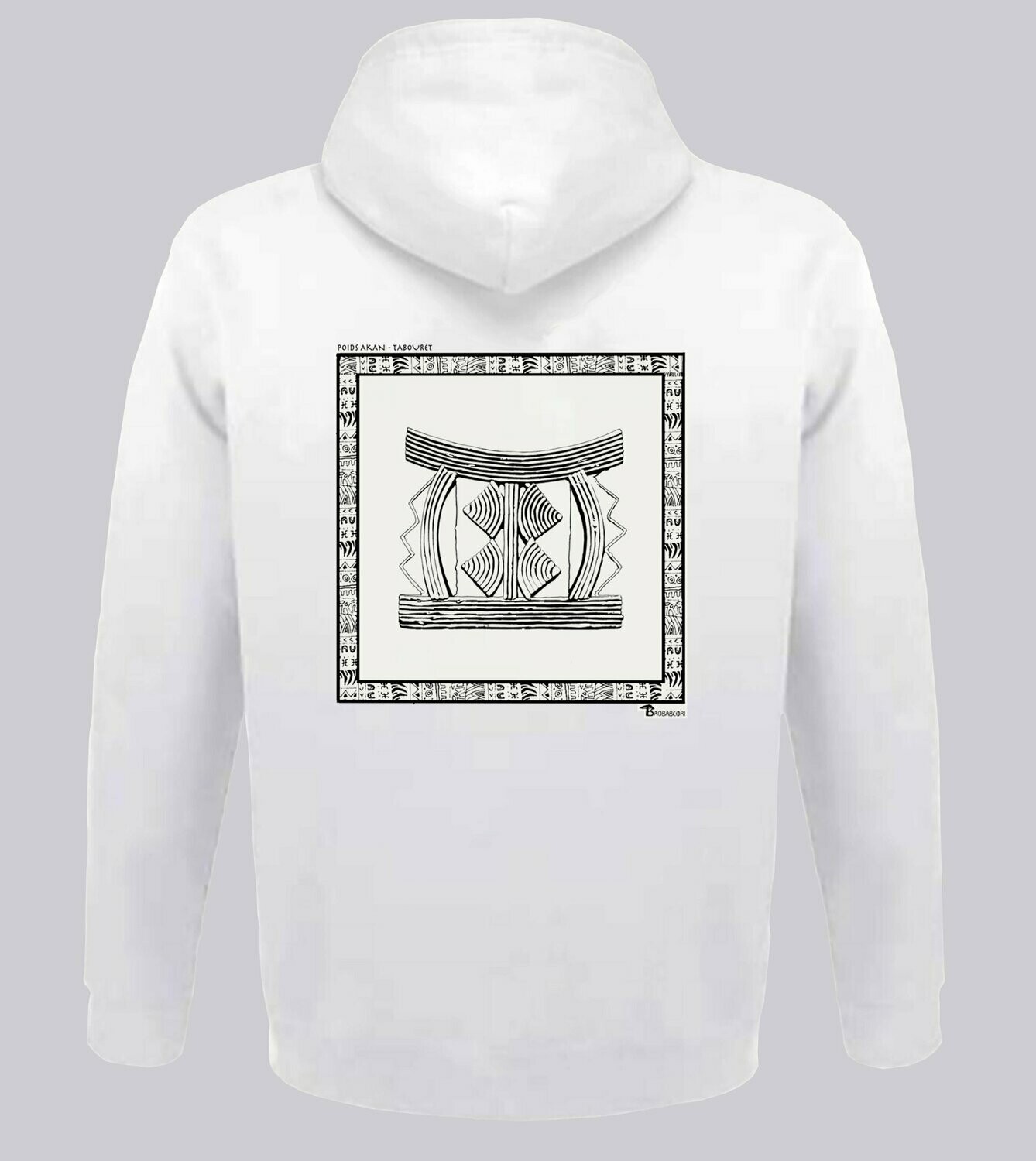SWEAT A CAPUCHE  POIDS AKAN TABOURET, COULEUR: BLANC, FOND MOTIF: BLANC, TAILLE: XXL