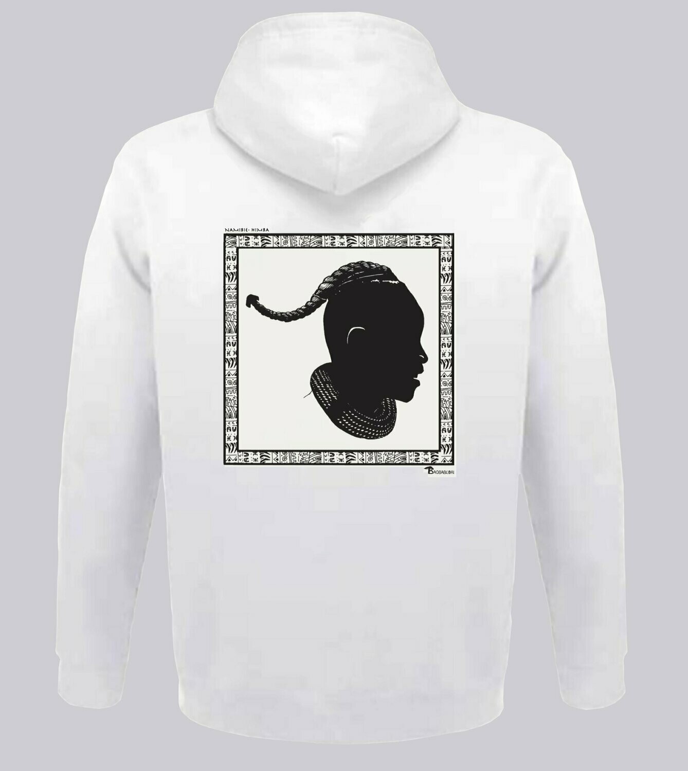 SWEAT A CAPUCHE  COIFFURE IMBA NAMIBIE, COULEUR: BLANC, FOND MOTIF: BLANC, TAILLE: XXL