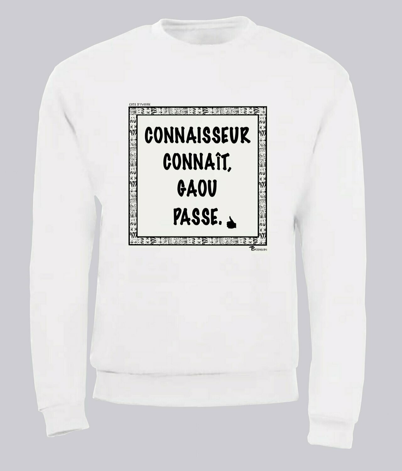 SWEAT EXPRESSION GAOU CÔTE D'IVOIRE, COULEUR: BLANC, FOND MOTIF: BLANC, TAILLE: XXL